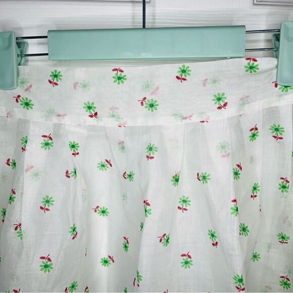 Floral Handmade Vintage Apron Skirt Tie Back Red Green White OS - Picture 7 of 7